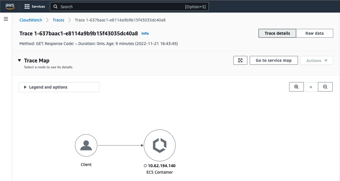 Image of AWS trace homepage